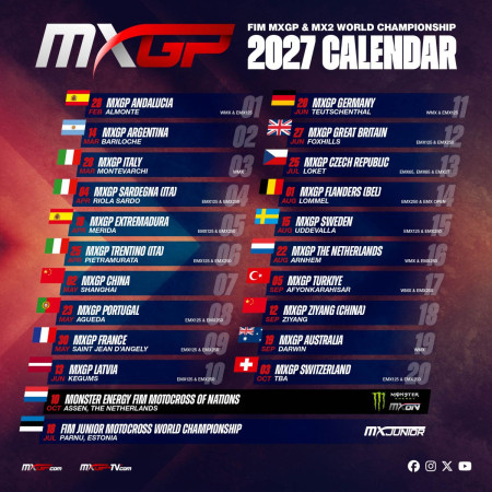 AKTUALIZACE KALENDÁŘE MXGP 2027